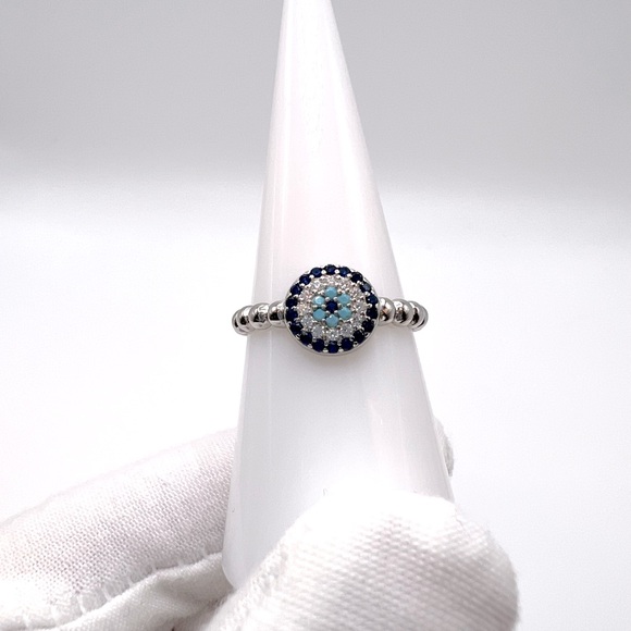 Jewelry - .925 Sterling Silver Evil Eye Cz Ring